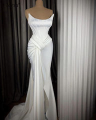 White Elegant Evening Dresses, Long Formal Celebrity Dresses, Evening Wear Prom Dresses