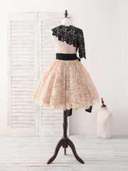 Champagne Lace Short Prom Dress, Champagne Homecoming Dress