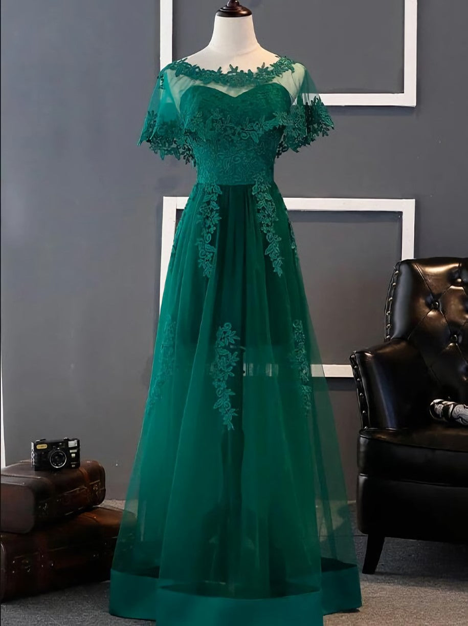Charming Dark Green Long A-line Party Dress , Bridesmaid Dress