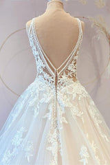 Classy Long Princess Sweetheart Tulle Appliques Lace Wedding Dresses