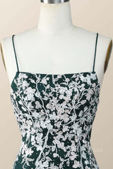 Dark Green and White Floral Tight Mini Dress