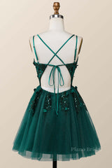 Dark Green Embroidered A-line Short Homecoming Dress