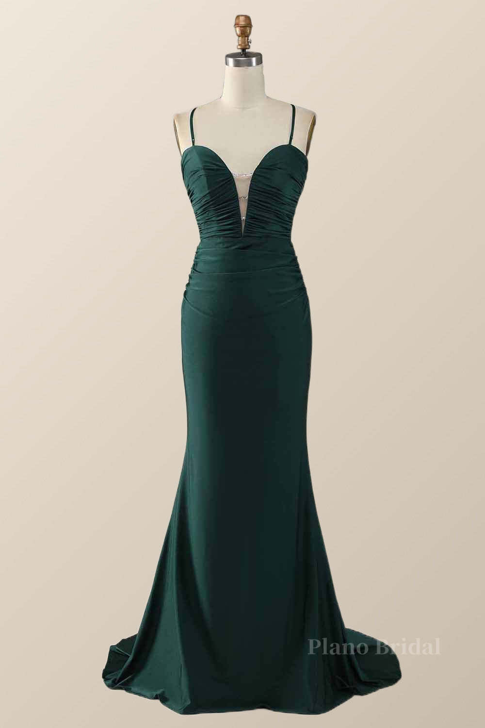 Dark Green Plunge Mermaid Long Formal Dress