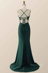 Dark Green Plunge Mermaid Long Formal Dress