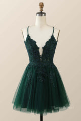 Emerald Green Appliques A-line Short Homecoming Dress