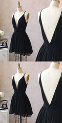 Cute Black Chiffon Short Little Black Homecoming Dresses