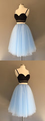 Two Piece Spaghetti Strap Tulle Homecoming Dress