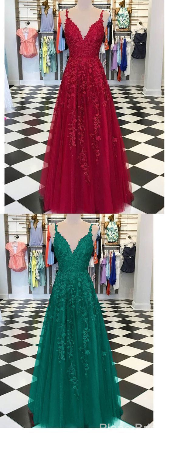 Burgundy Turquoise Green Fancy Girls Burgundy Lace Appliques Prom Dresses With Straps