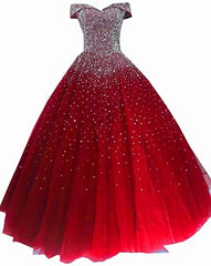 Glam Sequins Off the Shoulder Ball Gown Sweetheart Gowns, Quinceanera Dress