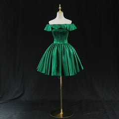 Green Satin Short Homecoming Dress Prom Dress, Green Party Dress Formal Dresses