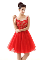 Lace Red Red Red Short Homecoming Vestres