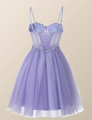 Lavender Corset A-line Short Homecoming Dress