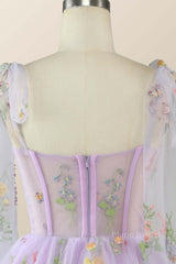 Lavender Floral Corset A-line Princess Dress