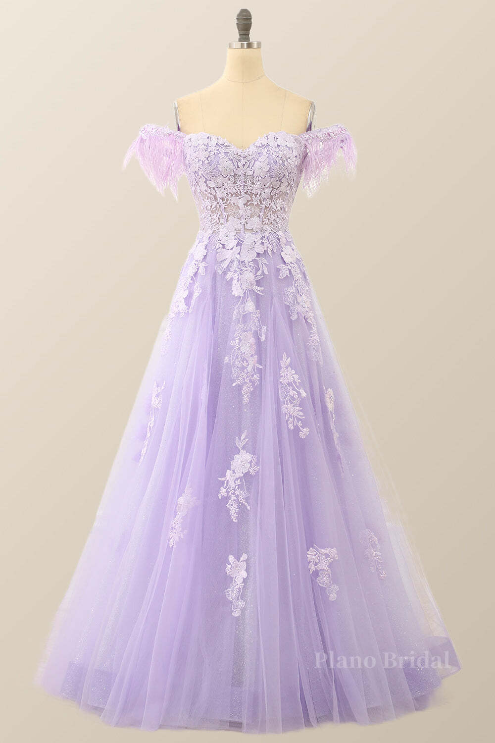 Lavender Sweetheart Floral Embroidered Long Formal Dress