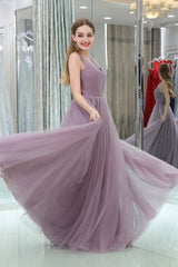 Long Tulle Sweetheart Lavender Sleeveless Lavender Prom Dresses