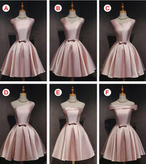 Lovely Pink Satin Short Homecoming Dresses Party Dress, Pink Short Prom Dress