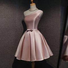 Lovely Pink Satin Short Homecoming Dresses Party Dress, Pink Short Prom Dress