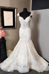 Luxury Mermaid Sweetheart Lace Backless Wedding Dress