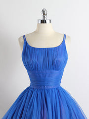 Royal Blue Spaghetti straps Tulle A-line Short Prom Dress