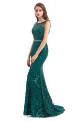 Meerjungfrau Muster ärmellose Spitzen -Prom -Kleider mit Gürtel