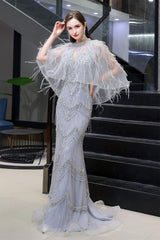 Mermaid V Neck Sleeveless Floor Length Prom Dresses With Crystal Beading