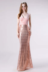 Pink Shimmery Paillettenspitzen -Prom -Kleider