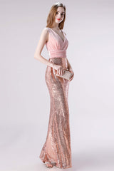 Pink Shimmery Paillettenspitzen -Prom -Kleider