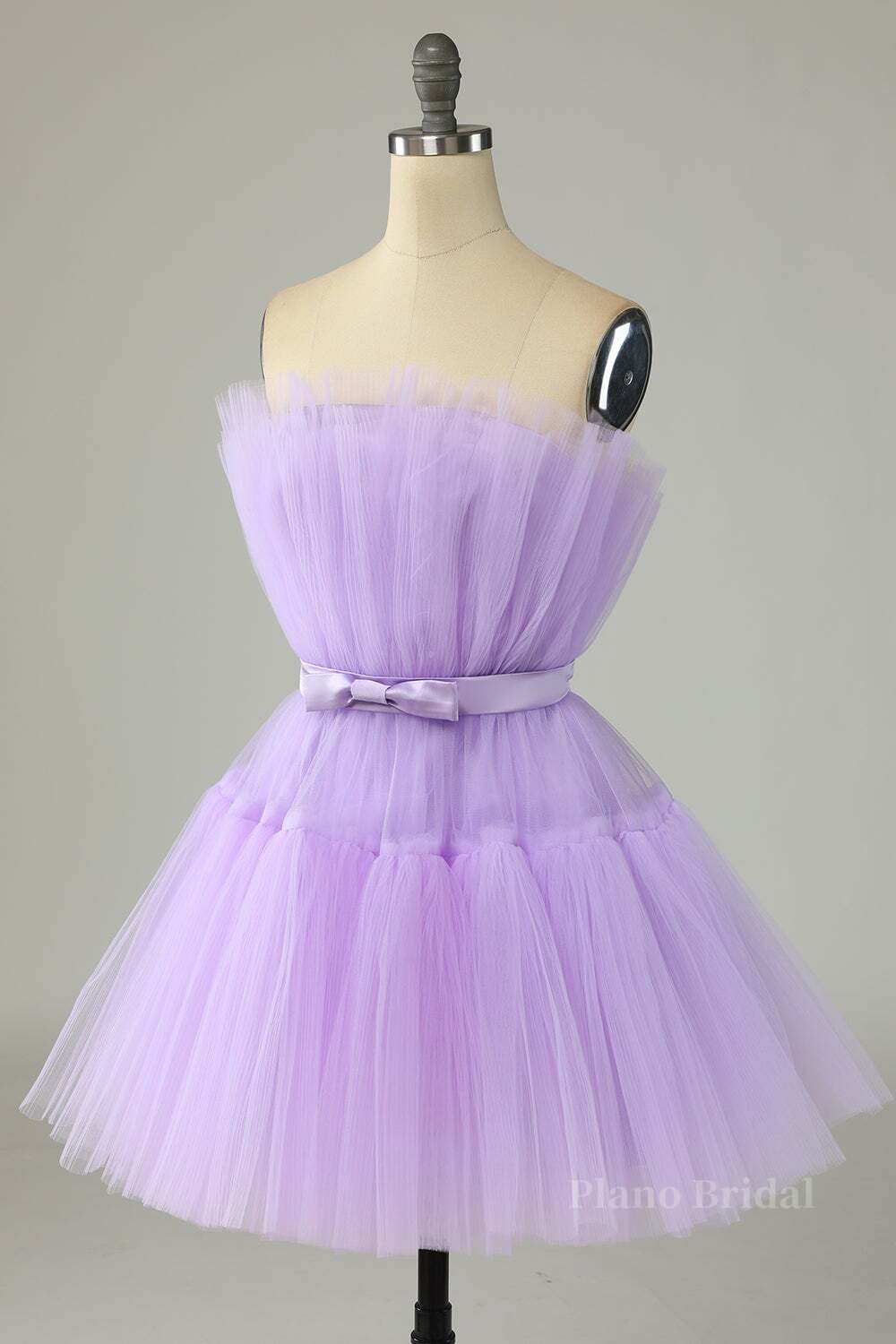 Princess Lavender A-line Short Party Dress with Ribbon
