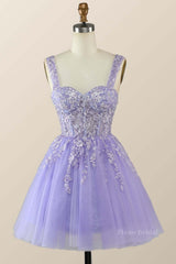 Princess Lavender Embroidered Short Princess Dress