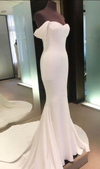 Off Shoulder Backless White Cheap Mermaid Long Spandex Prom Dresses