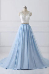 Sky Blue Long Elegant For Teens Beauttiful Prom Dresses