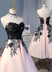 Beautiful Satin Tea Length Bridesmaid Dress, Sweetheart Wedding Party Dress
