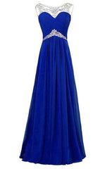 Chiffon Roayl Blue Beading High Low Handmade Simple Cheap For Teens Prom Dresses