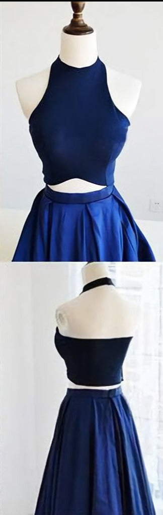 Beautiful Halter Royal Blue Long 2024 Prom Dresses