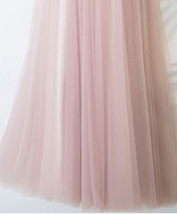 Pink V Neck Lace Long Prom Dress, Cheap Evening Dress