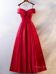 Red Tea Length Prom Dresses, Red Tea Length Formal Bridesmaid Dresses