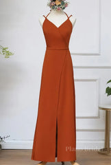Rust Orange Wrap Bridesmaid Dress