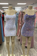 Scoop Pink Sequin Tight Mini Party Dress