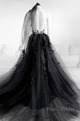 Sexy Backless Appliques Black Lace Long Prom Dress, Black Lace Formal Dress, Black Evening Dress