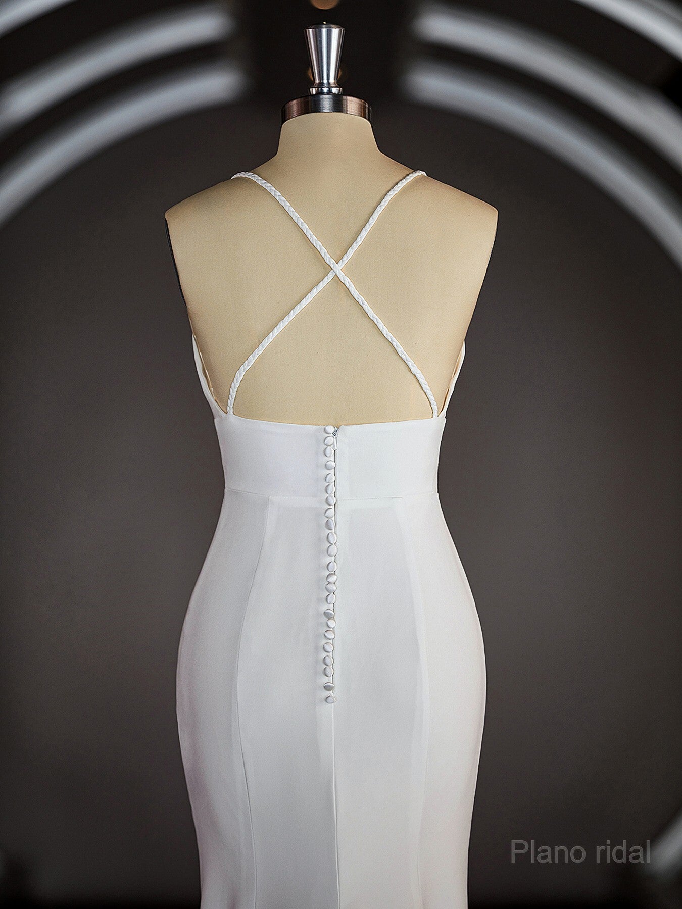 Sheath/Column Halter Sweep Train Stretch Crepe Wedding Dresses with Leg Slit