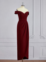 Sheath/Column Off-the-Shoulder Floor-Length Stretch Crepe Mother of the Bride Dresses With Ruffles