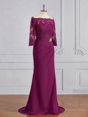 Guaina/colonna Off-the Shoulder Sweep Train Dues of the Bride Abites with Appliques Lace