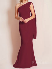 Sheath/Column One-Shoulder Floor-Length Chiffon Mother of the Bride Dresses With Ruffles