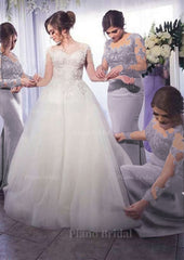 Sheath Column Scoop Neck Full Long Sleeve Long Floor Length Elastic Satin Bridesmaid Dresses With Appliqued