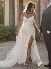 Bainha/coluna Sweetheart Sweep Setin Setin Wedding Vestres com fenda de perna