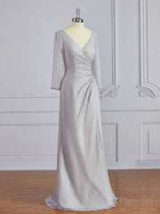 Sheath/Column V-neck Floor-Length 30D Chiffon Mother of the Bride Dresses With Beading