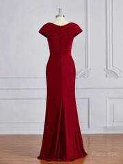 Sheath/Column V-neck Floor-Length Jersey Mother of the Bride Dresses With Ruffles