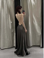 Simple Prom Dresses Outfits, Summer V Neck Backless Sleeveless Prom Dresses Long