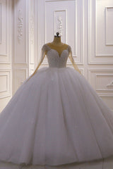 Sparkly Jewel Sequined Long Sleevess Princess Wedding Dress