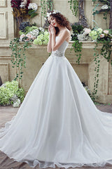 Strapless Beading Train Wedding Dresses With Crystals